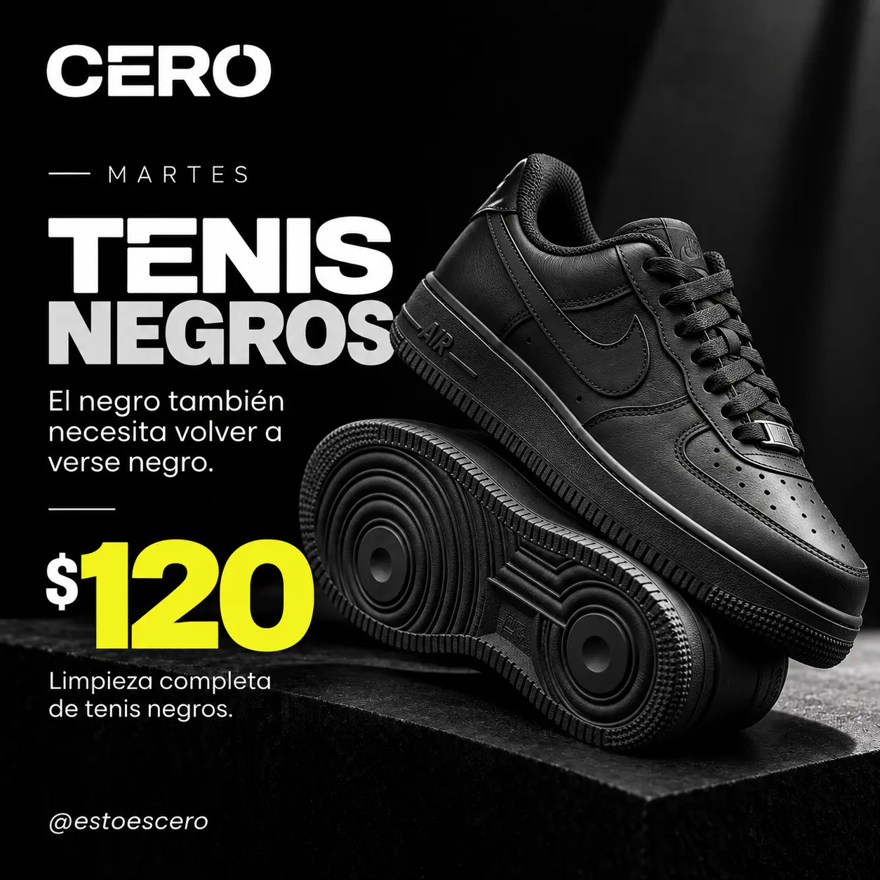 Promoción martes limpieza de tenis negros